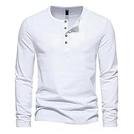 Material - Soft, elastic, moisture-wicking, breathable, comfortable to wear, grandad collar t shirts for men not easy to deform and shrink, it can keep beautiful for a long time Design - Long sleeved, slim fit, collarless polos, half buttoned tee, fi...