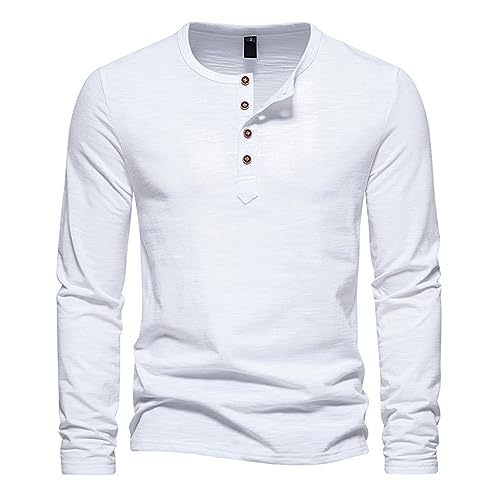 T-shirt à boutons à manches longues pour homme idéal pour le week-end