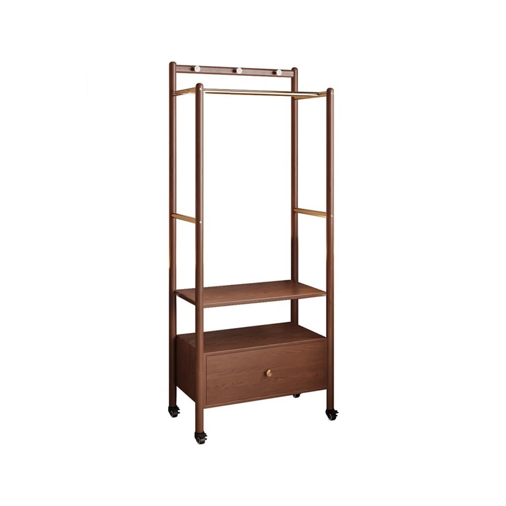 DFHS46JK Hat Rack Floor-standing Clothes Hanger Solid Wood Coat Rack Bedroom Bedside Table Multifunctional Removable Storage for Office