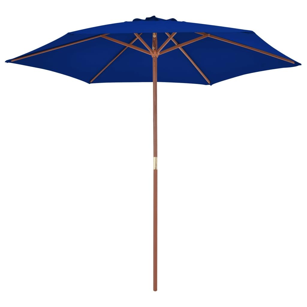 Parasol de jardin en bois bleu toile anti-décoloration 270 cm à poulie