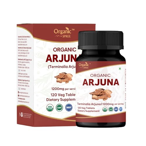 ORGANIC SPREE Arjuna 120 Tablets - USDA Organic Arjuna (Terminalia arjuna) Bark Supplement for Heart Health & Daily Wellness*