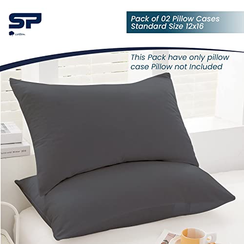Image of Toddler Travel Pillow case Cover Set of 2 Small Pillow Cover 100% Soft Egyptian Cotton Decorative Mini Pillow case 500 TC Pillow case with Zipper Closure Toddler 12x16, Dark Grey