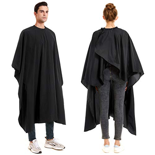 izzycka Nylon Barber Cape 64"x56" Waterproof Salon Large Hair Cutting Cape Haircut for Men with Adjustable Snap Closure Color Capes Professional Stylist Hairdresser Apron Adults Unisex Black