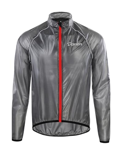 Men's Rain Jacket Packable Waterproof Lightweight Rain Gear for Hiking Cycling Black