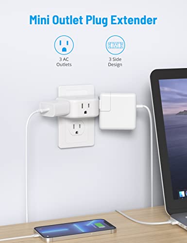 Flat Plug Power Strip - Trond 5Ft Ultra Thin Extension Cord With 6 Widely Outlets And 3 Usb Ports(1 Usb C) + Multi Plug Outlet Extender 2 Pack - Trond Electrical Wall Outlet Splitter #TOP4