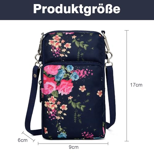 YWKJDDM Torebka na telefon komórkowy, torba na ramię, damska torebka na telefon komórkowy, torebka na ramię, mini torebka damska dla kobiet (brylantowe kwiaty)