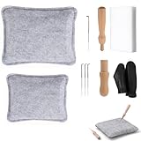 Filzunterlage Zum Filzen, Filznadeln Zum Trockenfilzen, Komplettes 6-teiliges Set für DIY-Projekte, Kreative Handarbeit, Inklusive 2 Filzunterlagen, 1 Schaumunterlage, 2 Filznadeln, 1 Lederfingerhut