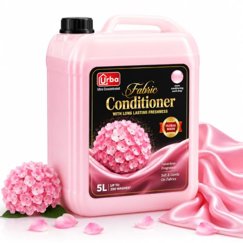 Image of URBA Floral Bloom Fabric Conditioner 5L | Premium Fabric Softener Liquid | Long Lasting Floral Fragrance | Clothes Softener | Laundry Conditioner | Colour Protection | Anti Static | Easy Iron