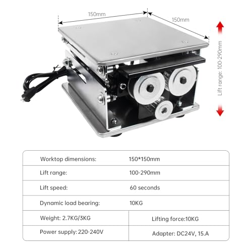 Plataforma de elevación eléctrica de acero inoxidable para laboratorio, control remoto, capacidad de 10 kg, elevación rápida de los años 60, baja vibración y ruido, ideal para escuelas e instalaciones