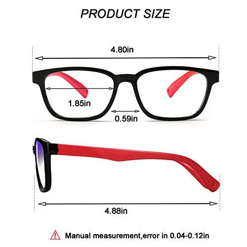 Image of Kids Blue Light Blocking Glasses 2 Pack, Anti Eyestrain & UV Protection, Computer Gaming TV Phone Glasses for Boys Girls Age 3-9 (Black+Transparent blue)