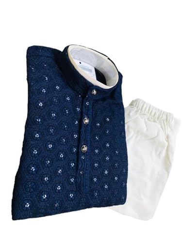 Image of Uchchitha Designs Boys Ethnic wear Kurta Pajama Dress Set Sequence Kurta stylish Model
