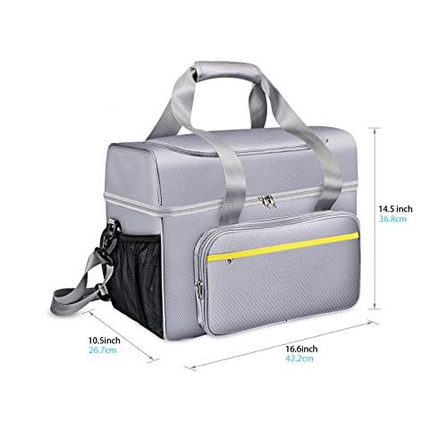 Aumket Bowling Ball Bag, Bowling Tote Bag For Two Balls With Bottom Thickening Padded Holder And Large Insulated Pocket,Heavy Duty Bowling Bags Fits Bowling Shoes Up To Mens Size 16 (Silver Gray) #TOP6