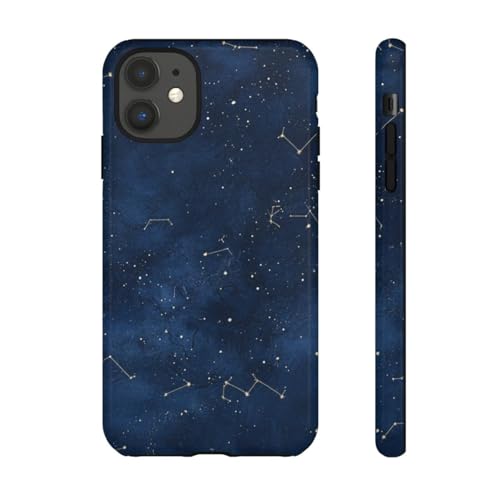 Coque rigide brillante iPhone 11 constellation bleue anti-choc et anti-rayure