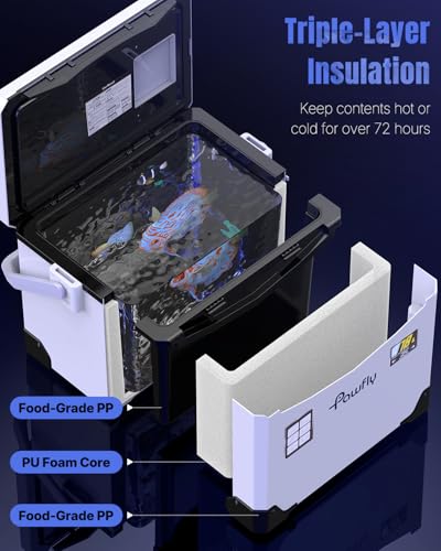 Image of Pawfly 13-19 QT Live Bait Cooler, Leak-Proof Fishing Cooler with Rechargeable Aerator, Portable Fish Livewell for Boat, Insulated Minnow Bucket for Shrimp & Live Fish, Hard Cooler Box for Fishing