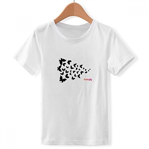 T-Shirt Papillons avec équipage Multicolore et Col Blanc Contrasté
