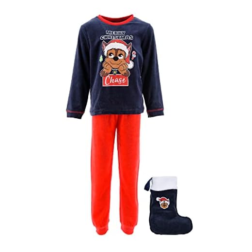 Paw Patrol Pijamas para Niño, Camiseta y Pantalon Largo Conjunto 2 Piezas para Niño, Diseño Chase Pijama Polar Azul, Incluye Calcetin Navideño, Regalo Niños | Talla 3 Años - Azul