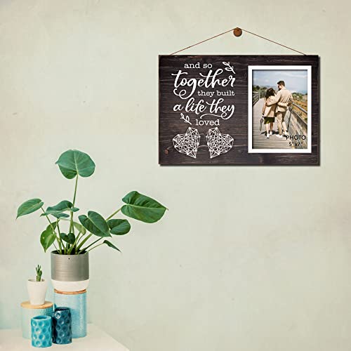 Yudarte Couples Bedroom Living Room Decor - Marriage Gifts For Couple - String Art Picture Frame 5X7 Inches Photo - And So Together They Built A Life They Loved #TOP4
