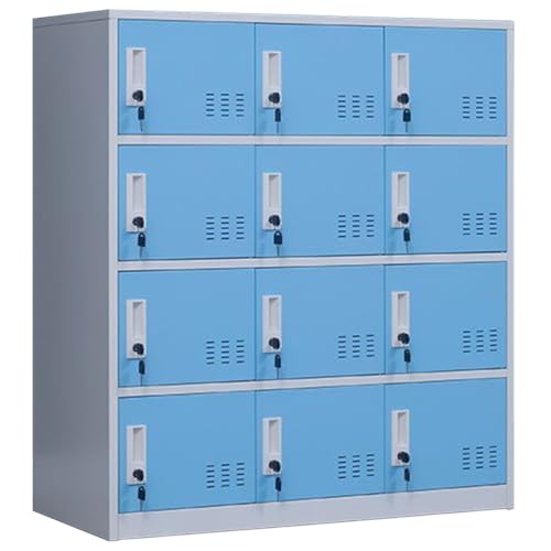 Taquillas de metal de 12 puertas, unidad de almacenamiento con cerradura para escuelas, gimnasios y oficinas, armario móvil portátil para vestuarios y uso en fábrica