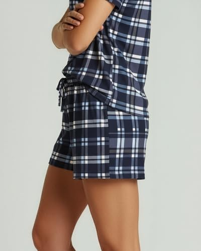 Image of Real Essentials 2 Pack: Women's Short Sleeve Pajama Short Set - Comfy Lightweight Soft Lounge Sleepwear (Plus