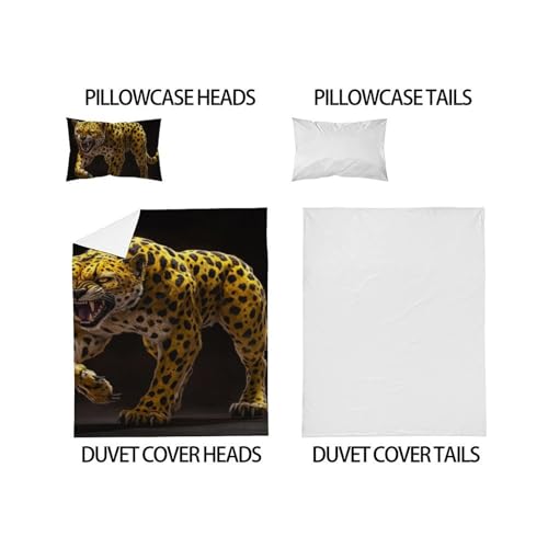 Housse couette imprimé 3D guépard microfibre haute densité 135x200