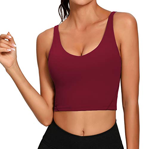 Image of Lemedy Women Sports Bra Longline Crop Tank Top | Medium Support, Padded, Yoga, Workout, Running, Removable Pads, Wide Straps, Extremely Soft, for Women