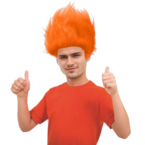 Image of Orange Wig Hair Headband Costume Funny Wigs Blue Wigs for Women (Orange, Medium)