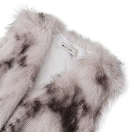 Chaleco de pelo sintético para mujer con cuello redondo y bolsillos Amazhiyu 6