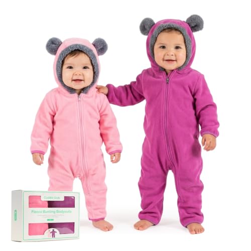 Image of Cuddle Club Fleece Baby Bunting Bodysuit – Infant One Piece Kids Hooded Romper Outerwear Toddler Jacket