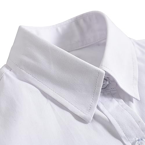 Image of Boys' Button Down Dress Shirts Kids Long Sleeve Solid Collared Uniform Shirt for Toddler Boy (Size 2T-20)