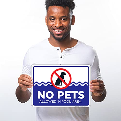 Cartel de aluminio 10x14 para área de piscinas sin mascotas miniatura 2