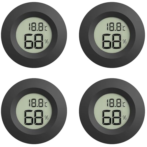 Mini Digital Thermometer Hygrometer Rund, Raumthermometer Innen Klein | ⌀45mm, 4 Stück Innen Feuchtemessgerät für Luftbefeuchter Keller...