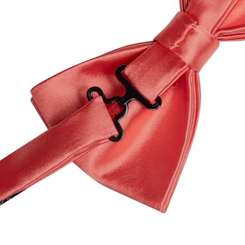 Image of Solid Color Bow Ties for Men Silk Pre-tied Tuxedo Bowtie Set 4PCS