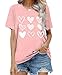 Valentines Shirt Women: Cute Love Heart Shirt Valentines Gift Short Sleeve Tee Tops Pink