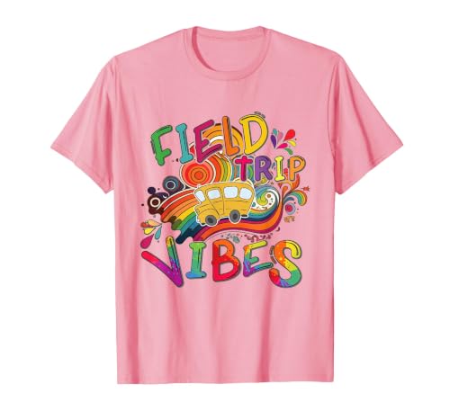 Funny Field Trip Vibes Field Day 2024 Boys Girls Students T-Shirt, Men, Pink, X-Large