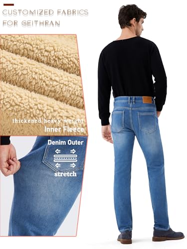 Men's Sherpa Fleece Lined Jeans Winter Thermal Pants with Stretch Denim Business Casual Straight3