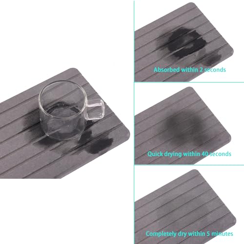 Image of NiuYichee 2 PCS Water Absorbent diatomite Coasters, 9.5 inch x 5.5 inch Water Absorbing Stone Tray for Sink, Stone Drying mat for Kitchen Counter, Stone soap Tray Used for Hand Soaps & toiletries & Plants