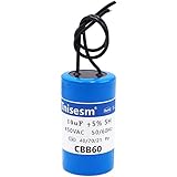 Tnisesm 10uF CBB60 Run Capacitor 450V AC 2 Wires for Start-up of AC Motors with Frequency of 50Hz/60Hz Washing Machines, Air Conditioners, Refrigerators & Water Pumps