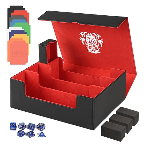 TCGUARD Sammelkarten Aufbewahrungsbox für 1800+ Karten, Magnetische Card Deck Box mit Tragezubehör, Sammelkarten Box für MTG, YuGiOh, TCG Karten etc. Rot-Schwarz