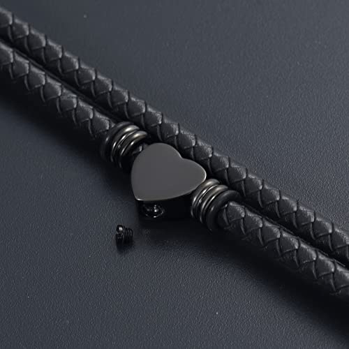 Oinsi Heart Urn Bracelet for Ashes, Cremation Jewelry Leather Bracelets for Men Women, Memorial Jewelry With Filling Kits4