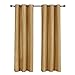 Royal Hotel Bedding Soho 100% Blackout Window Curtains Panels, Top Grommet Faux Silk Panels, Solid Curtains Set of 2, Pair, 84 Inches Long, Gold
