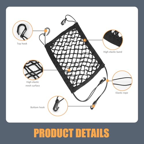 Image of 1 PC Car Back Seat Partition Storage Net, 10.2 inch x 11.4 inch Double Layer Coarse Net Stretchable Vehicle Space Divider with Lanyard, Anti-Fall Car Pet Barrier Net Accessory, for Cars (Black)