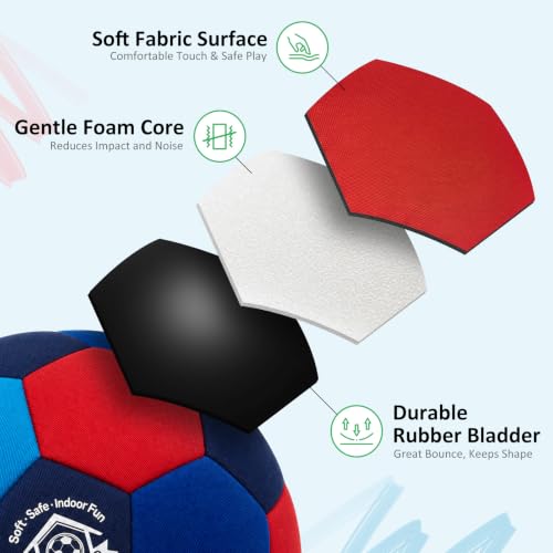 Image of Indoor Soccer Ball Size 3 Silent Soccer Balls with Pump | Soft Foam House Training Balls for Beginners, Lightweight Soccerball Soccer Balls Gifts for Home Practice
