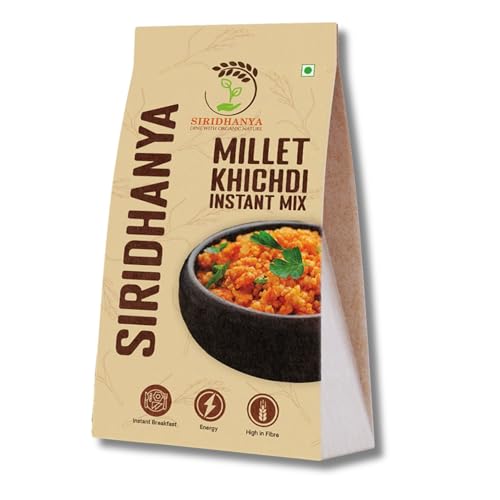 Image of SIRIDHANYA Millet Khichdi Instant Mix | Ready to Cook Millet Breakfast | High Fibre Savoury Mix | Tasty Homemade Style Khichdi in Minutes | Ideal for Busy Mornings & Light Meals (450g pack of 1)