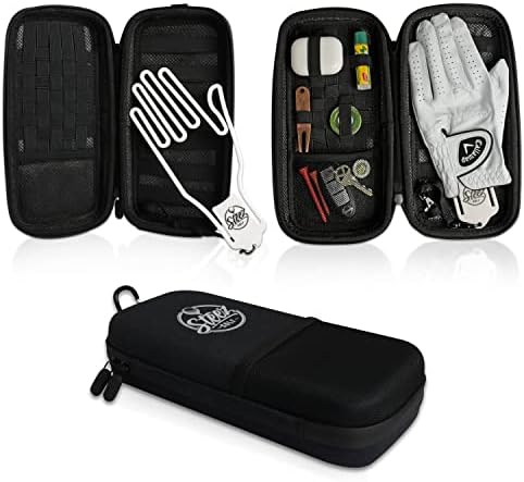 Steez Golf Accessory Case - Golf Bag Organizer. Airtight, Water-Resistant, Protective Hard Case for Phone, Tees, Ball Markers, Repair Tools, and Golf Essentials. Removable Golf Glove Hanger/Dryer