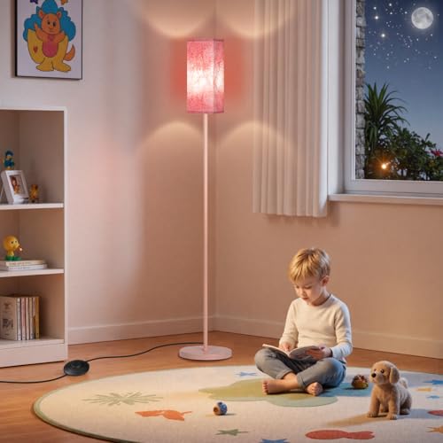 Image of Floor Lamp, Pole Lamp with Foot Switch, Modern Standing Lamp Shade, Minimalist Freestanding Lamp (Bulb Not Included), for Living Room, Bedroom Office ETL Listed, Sakura Pink PCP07LD05