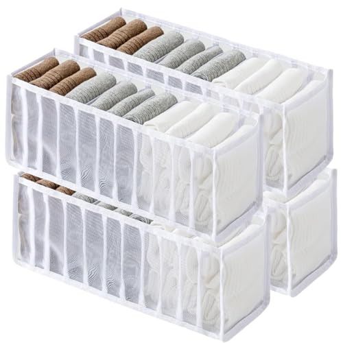 Ezranova 2 Pcs Wardrobe Storage Organiser, 11 Compartments Clothing Organizer for T-Shirts, Socks, Underwear Drawer - Storage Box