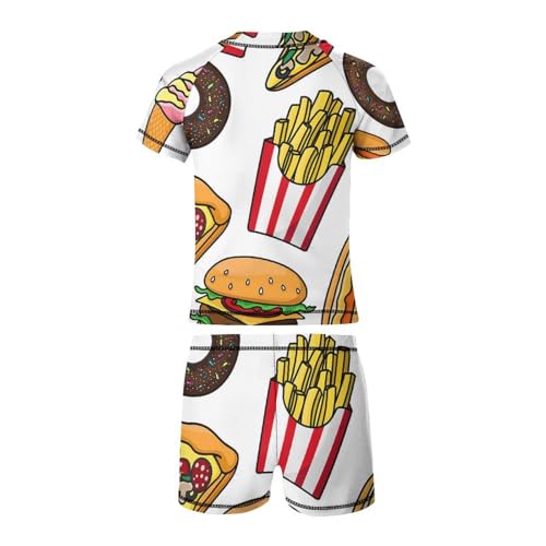 Cheeseburgers Hot Dogs PizzaChildren's Swimsuits Boys Two Piece Suit10-12Y（150cm）4
