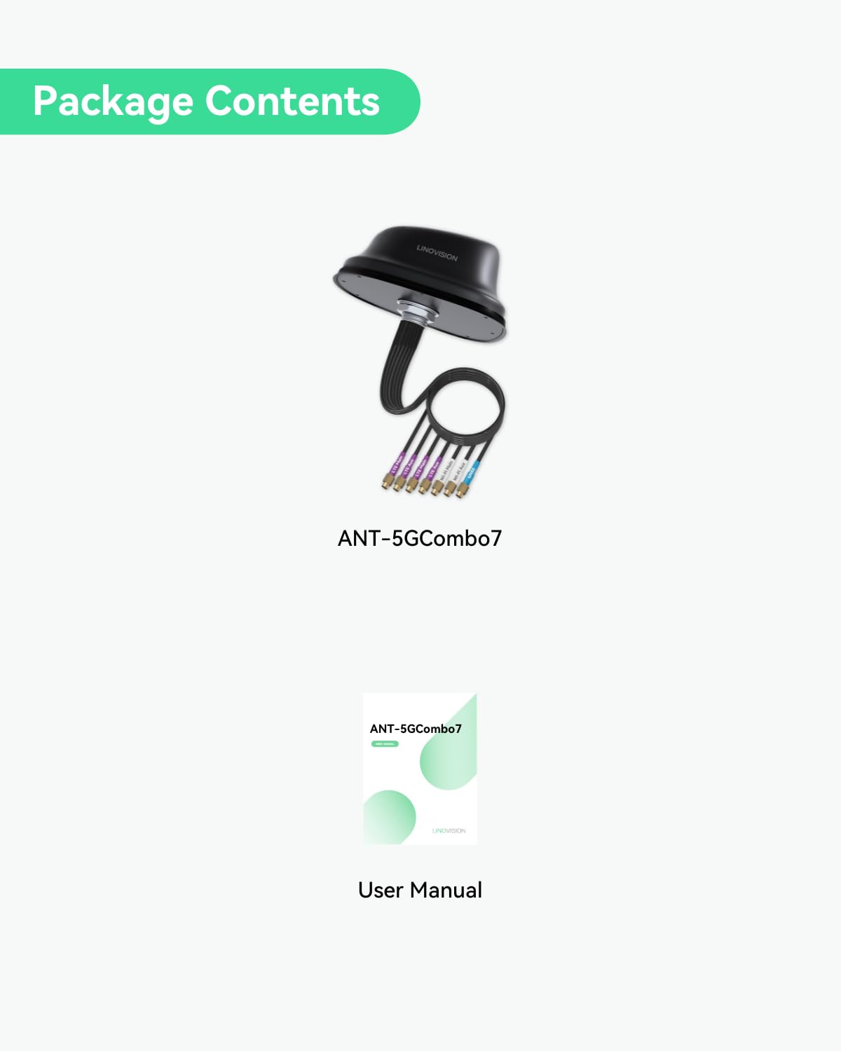 LINOVISION Antenne 5G LTE MIMO Combo 7-en-1, 4X 5G LTE, 1x GNSS, 2X Wi-FI, Antenne SMA pour Toit extérieur avec 3m de câble, Fonctionne avec Teltonika RUTM50, RUTX50, TRB500, RUTC50 (PR1KC640)