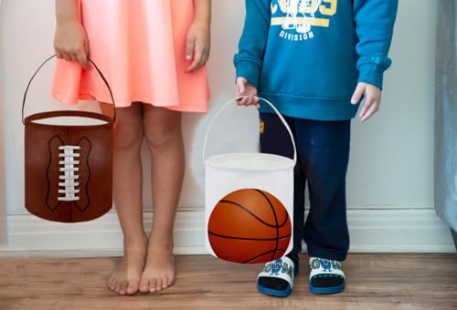 Image of Basketball Basket Kids Storage Basket Baby Gift Basket Rectangular Cute Toy Storage Bin Box Organizer Book Shelf Basket Dinosaur Room Decor(Basketball)