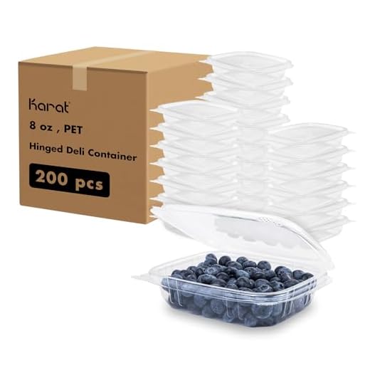 Karat [8oz -200 ct Small Clamshell Containers with Lids, For Berries, Fruits, Nuts, and Home Meal Prep - Clear Plastic Food Containers, Take Out Containers